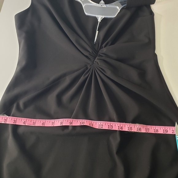 Anne Klein Center Rouched Sheath Rayon Crepe Jersey Events Evening Cocktail LBD - Picture 7 of 10